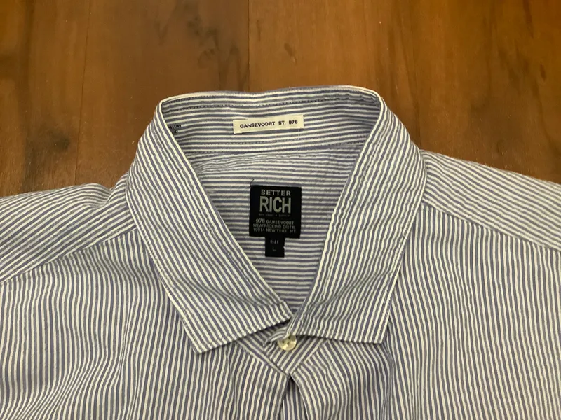 Better Rich Herren Business Hemd Langarm Gestreift Blau Weiß Gr. L 3