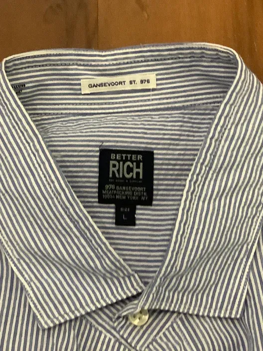 Better Rich Herren Business Hemd Langarm Gestreift Blau Weiß Gr. L 4