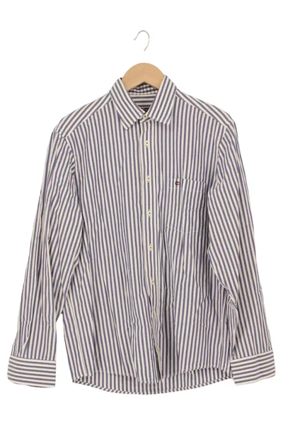 CASA MODA Business Hemd Herren M gestreift Blau Baumwolle Langarm