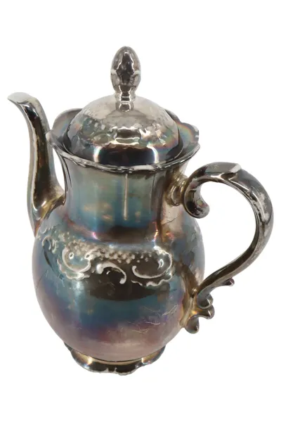 RUDOLF WäCHTER Kaffeekanne Silber Porzellan Vintage Luxuriös 26cm