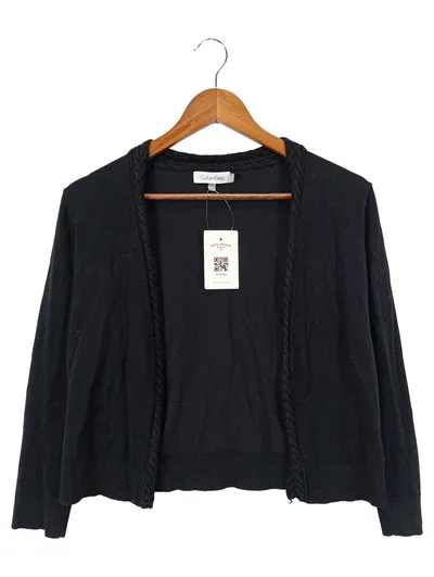 CALVIN KLEIN Damen Strickjacke Schwarz Gr. 34/XS Klassisch Elegant