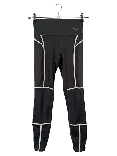 PUMA Damen Leggings Gr. 34/XS Schwarz Sportlich mit Logo & Reißverschlüssen