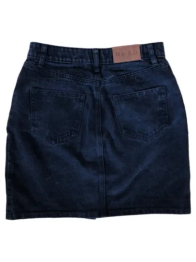 NA-KD Damen Jeansrock Schwarz Knopfleiste Gr. 36;S Casual