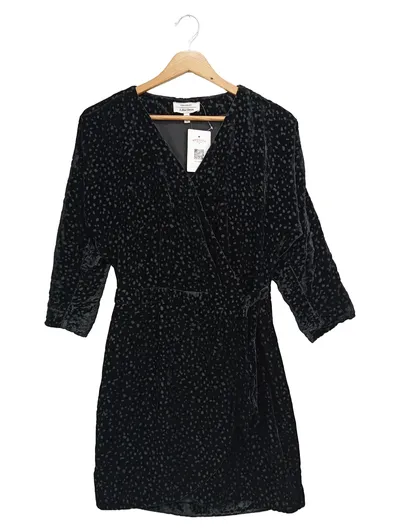 & OTHER STORIES Cocktailkleid Damen 34/XS Schwarz Samt Wickelkleid Elegant