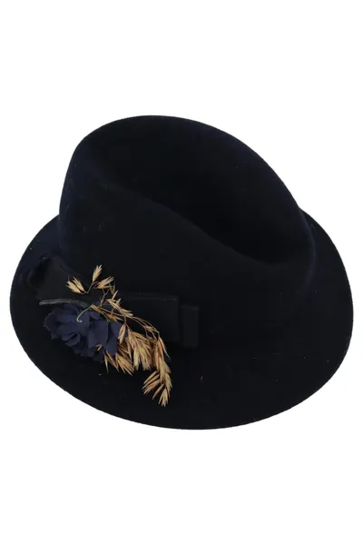 ERNST Damen Hut Blau XS Wollhut Vintage Elegant