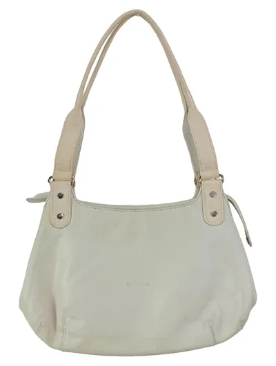 MEDICI Damen Henkeltasche Beige Leder Elegant Klassisch Schultertasche