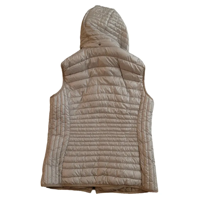 Barbara Lebek Damen Steppweste Weste mit Kapuze Beige Gr. 40 L Outdoor Casual 2