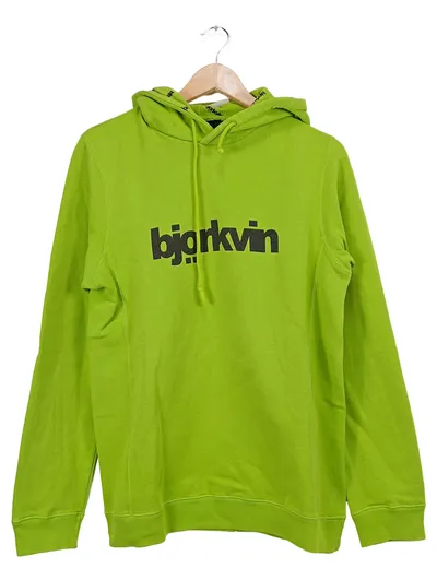Björkvin Hoodie Herren Gr. M Kapuzenpullover Grün Logo-Print Baumwolle