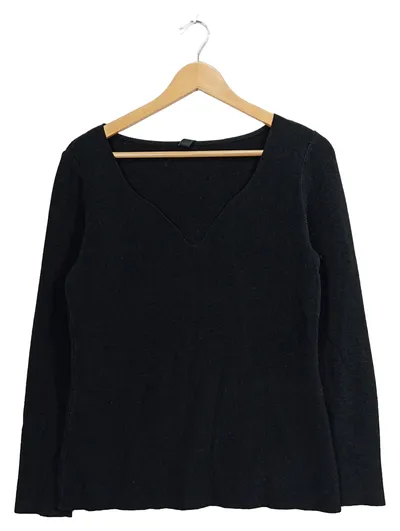 Marc Cain Pullover Damen Klassisch Rippstrick Viskose Schwarz Gr. 40 L