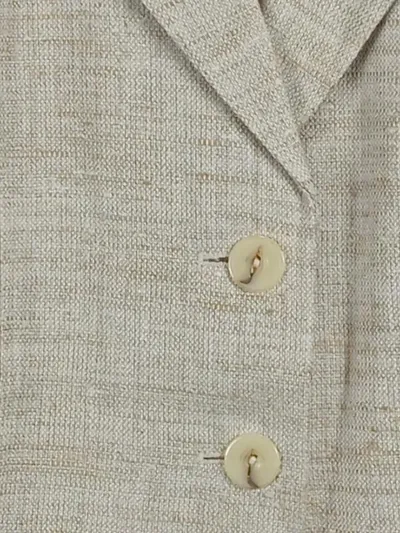 Création Atelier GJ Damen Blazer Gr. 42 Beige Leinen-Mix Business