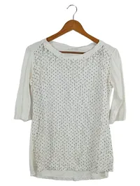 ALEXANDRE LAURENT T-Shirt Damen 36/S Weiß Pailletten Stickerei 3/4-Arm Casual 1