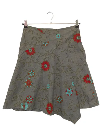ST. MARTINS Rock Damen Gr. S/36 Grau Floral Bestickt Asymmetrisch
