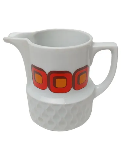 SCHIRNDING Milchkännchen Vintage Retro Geometrisch Weiß 8.5 cm Keramik