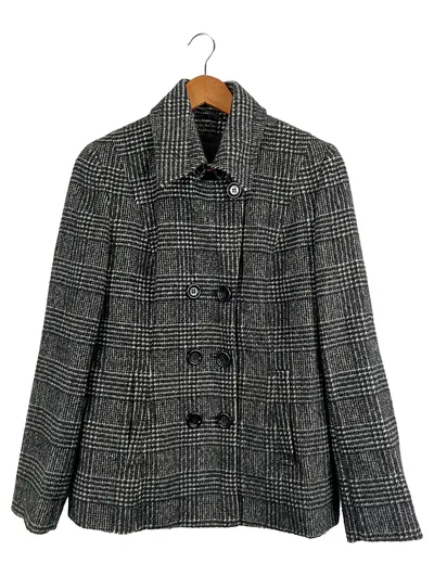 Pia Jessen Damen Winterjacke Gr. 38/M Kariert Grau Klassisch Elegant