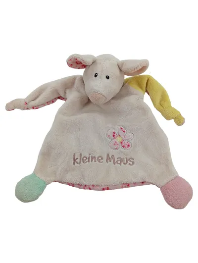 NICI Schmusetuch Maus Beige Blumenmuster Kinder Kuscheltuch
