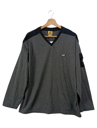 Stilus Herren Langarmshirt Grau XL/54 Streetwear Polyester V-Ausschnitt
