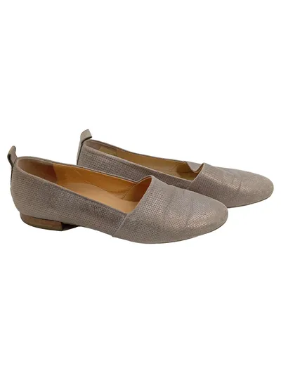 Paul Green Damen Slipper Ballerinas Gr. 38 Beige Leder Metallic