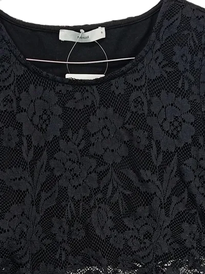 Pigalle Damen Spitzen Crop Top Bluse Langarm Schwarz Gr. S