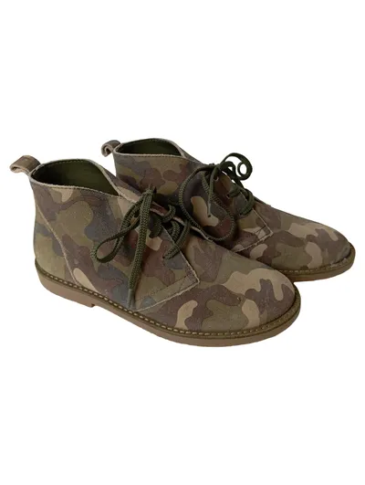 LANDS END Damen Schnürschuhe Chukka Boots Camouflage Grün Gr. 36 Streetwear