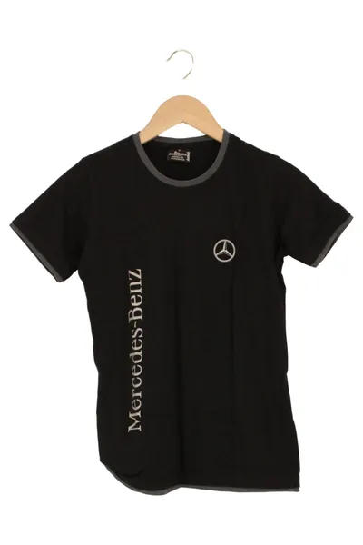 MERCEDES BENZ T-Shirt Damen 36/S Schwarz Logo-Print Klassisch Streetwear