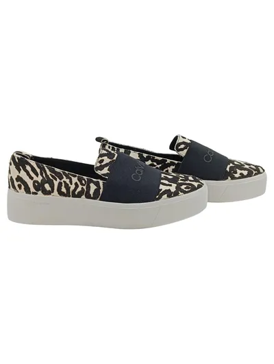 Calvin Klein Damen Slip-On Sneaker Leopardenmuster Gr. 39 Beige Slipper