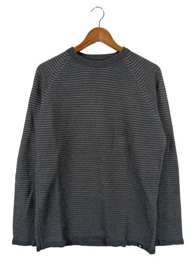 JACK & JONES Herren Langarmshirt 52/L Grau Gestreift Casual Basic
