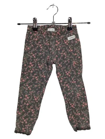 Newbie Mädchen Leggings Blumenmuster Grau Rosa Gr. 98 Baumwolle