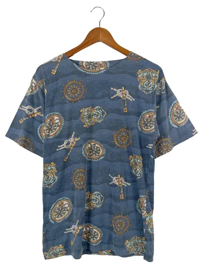 DEVILLE Damen T-Shirt Gr. 36/S Blau Maritim Casual Baumwolle Polyester