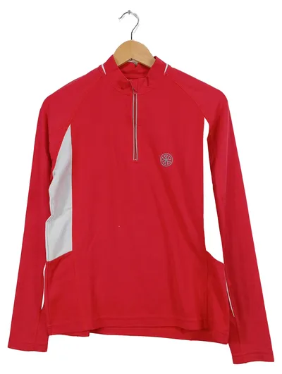 Athleta Damen Funktionsshirt Langarm Sport Shirt Rot Gr. 38/M Half-Zip Laufshirt