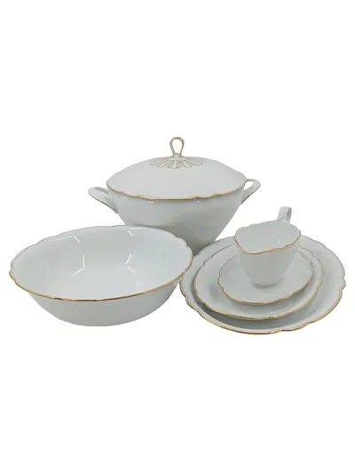 Seltmann Weiden IN Ka Speiseservice Porzellan Weiß Goldrand Elegant