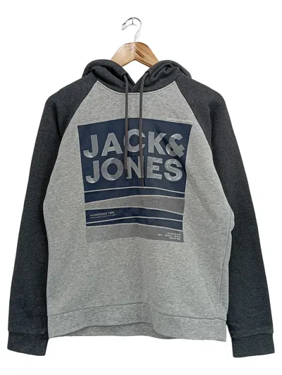 JACK & JONES Herren Kapuzenpullover Hoodie Grau XS/44 Streetwear Logo-Print