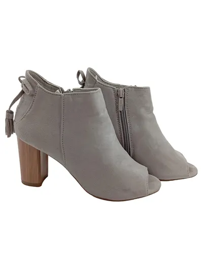 JENNYFAIRY Damen Peeptoe Stiefeletten Grau Gr. 37 Elegant Modern