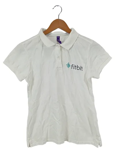 FITBIT Damen Poloshirt Gr. 38/M Weiß Casual Sportlich Basic