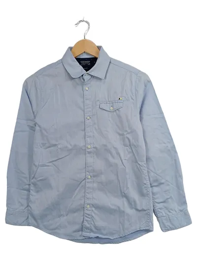 NUKUTAVAKE Jungen Hemd Langarm Slim Fit Gr. 152 Blau Baumwolle