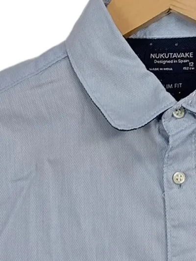 NUKUTAVAKE Jungen Hemd Langarm Slim Fit Gr. 152 Blau Baumwolle