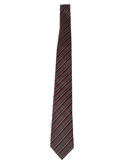 C.COMBERTI Herren Krawatte Seide Gestreift Grau Rot Business Elegant 154cm 7cm