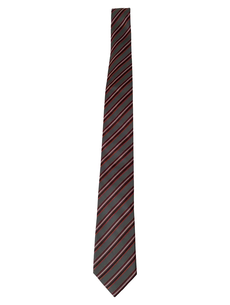 C.COMBERTI Herren Krawatte Seide Gestreift Grau Rot Business Elegant 154cm 7cm 1