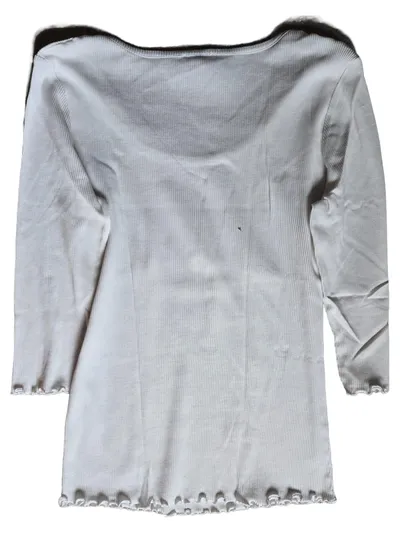 Deerberg Damen Shirt mit Spitze 3/4-Arm Rippstrick Weiß Gr. M