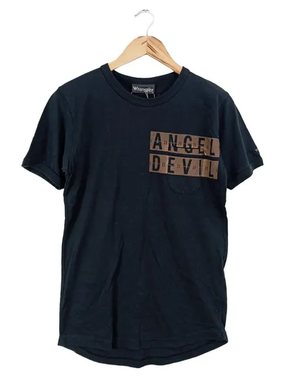 Wrangler Herren T-Shirt Schwarz Gr. 46/S Casual Basic Schriftzug