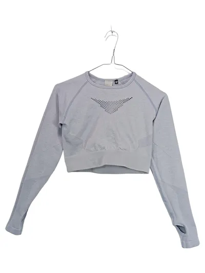 AYBL Damen Sport Shirt Langarm Cropped Grau Gr. M Seamless Fitness