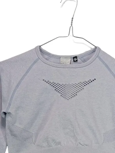 AYBL Damen Sport Shirt Langarm Cropped Grau Gr. M Seamless Fitness