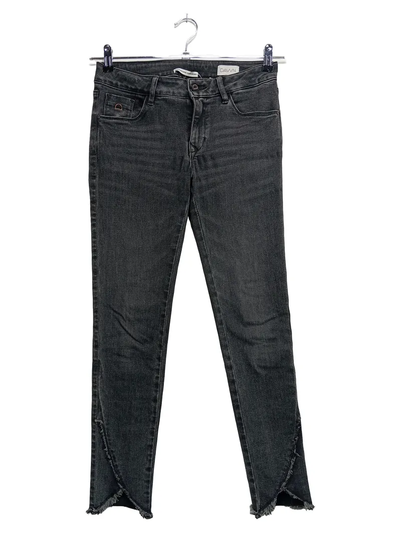 DAWN Damen Jeans Skinny Fit W27/36 Grau Casual Super Skinny Ankle Fransen 1