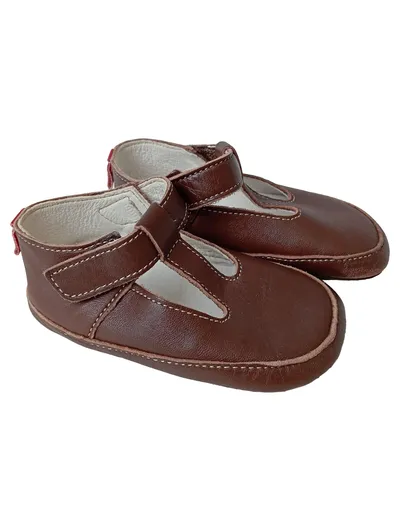 ANNA UND PAUL Krabbelschuhe Kinder Gr. 20 Braun Leder T-Steg Klettverschluss