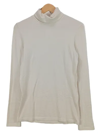 Marc O'Polo Damen Rollkragen Pullover Gr. 38 M Beige Baumwolle Rippstrick Basic