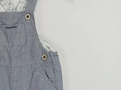 Newbie Baby Latzhose Kurz Gr. 68 Blau Baumwolle Sommer Unisex