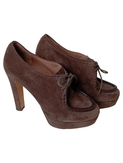 LAUTRE CHOSE Damen Stiefelette Gr. 36 Braun Wildleder Plateau Schnürschuhe