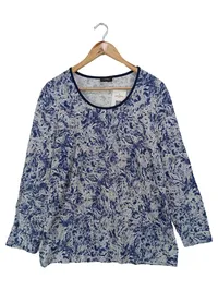 ATELIER GS Damen Langarmshirt Gr. 46/L Blau Abstrakt Casual Viskose Basic 1