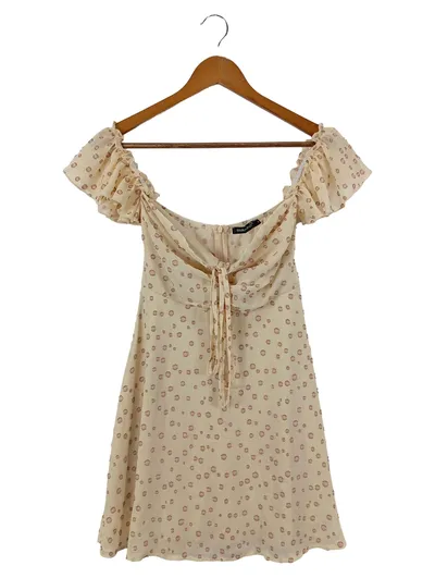 Double Crazy Damen Freizeitkleid Gr. 36/S Beige Bohemian Minikleid