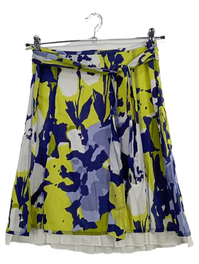Sandwich Damen A-Linienrock Gr. 38 Blumenmuster Blau Gelb Baumwolle