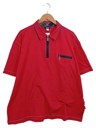 HAJO Herren Poloshirt Rot Einheitsgröße Casual Klassisch Reißverschluss